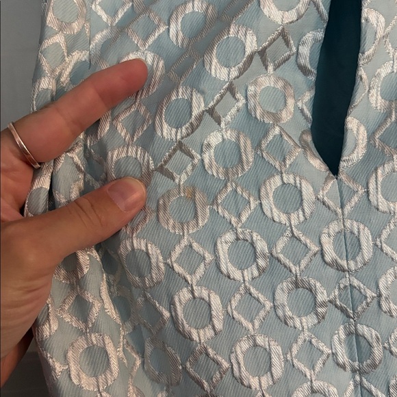 Ralph Lauren Light Blue Textured Midi Dress with Metallic Pattern - Picture 2 of 6